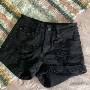 Black distressed Shorts